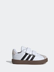 adidas White/Black VL Court 3.0 Hook and Loop Trainers - Image 1 of 9