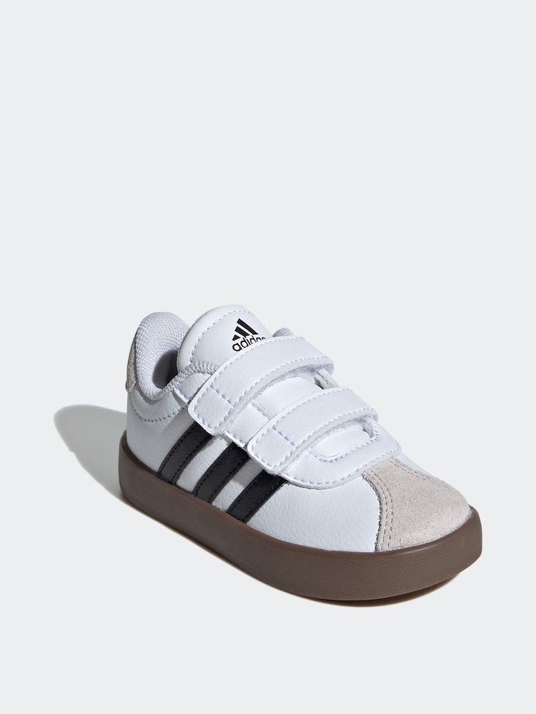 adidas White/Black VL Court 3.0 Hook and Loop Trainers - Image 3 of 9