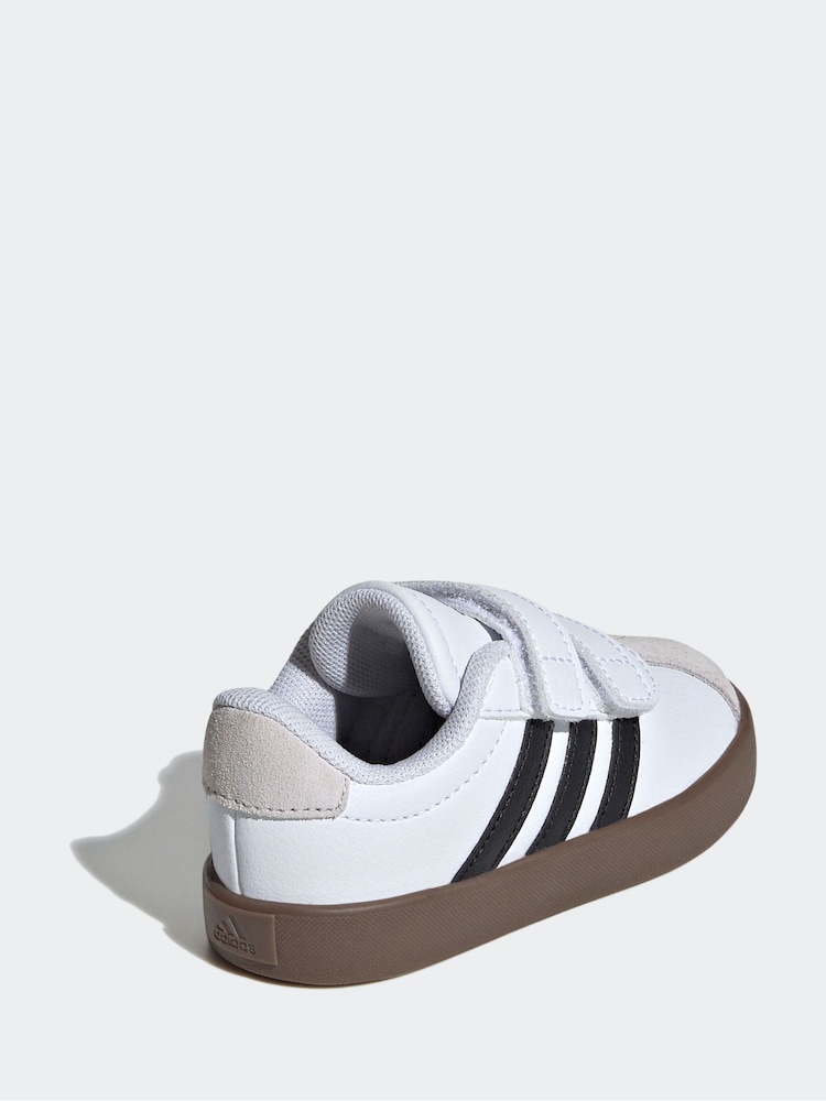 adidas White/Black VL Court 3.0 Hook and Loop Trainers - Image 4 of 9