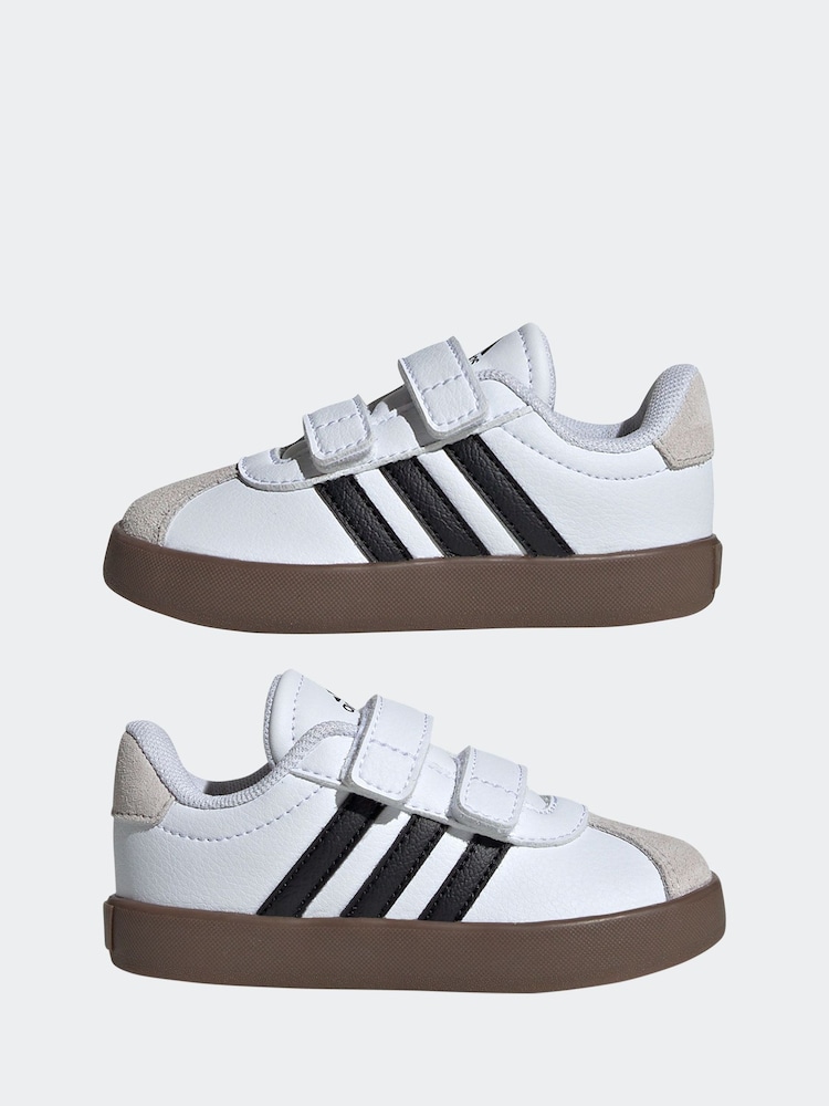 adidas White/Black VL Court 3.0 Hook and Loop Trainers - Image 5 of 9