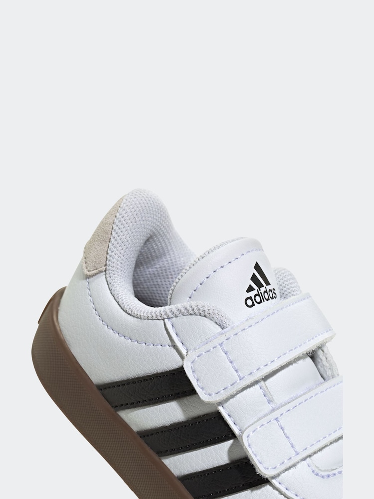adidas White/Black VL Court 3.0 Hook and Loop Trainers - Image 8 of 9