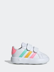 adidas White/Multi Kids Grand Court 2.0 Shoes - Image 1 of 9