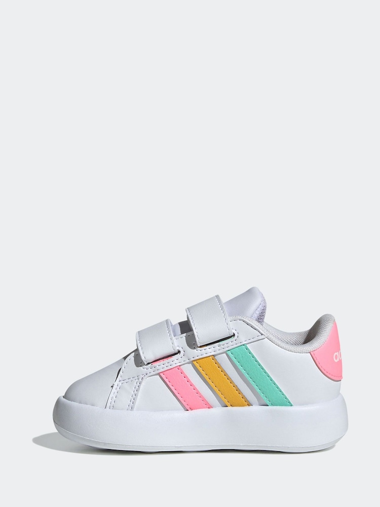 adidas White/Multi Kids Grand Court 2.0 Shoes - Image 2 of 9