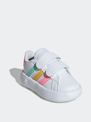 adidas White/Multi Kids Grand Court 2.0 Shoes - Image 3 of 9