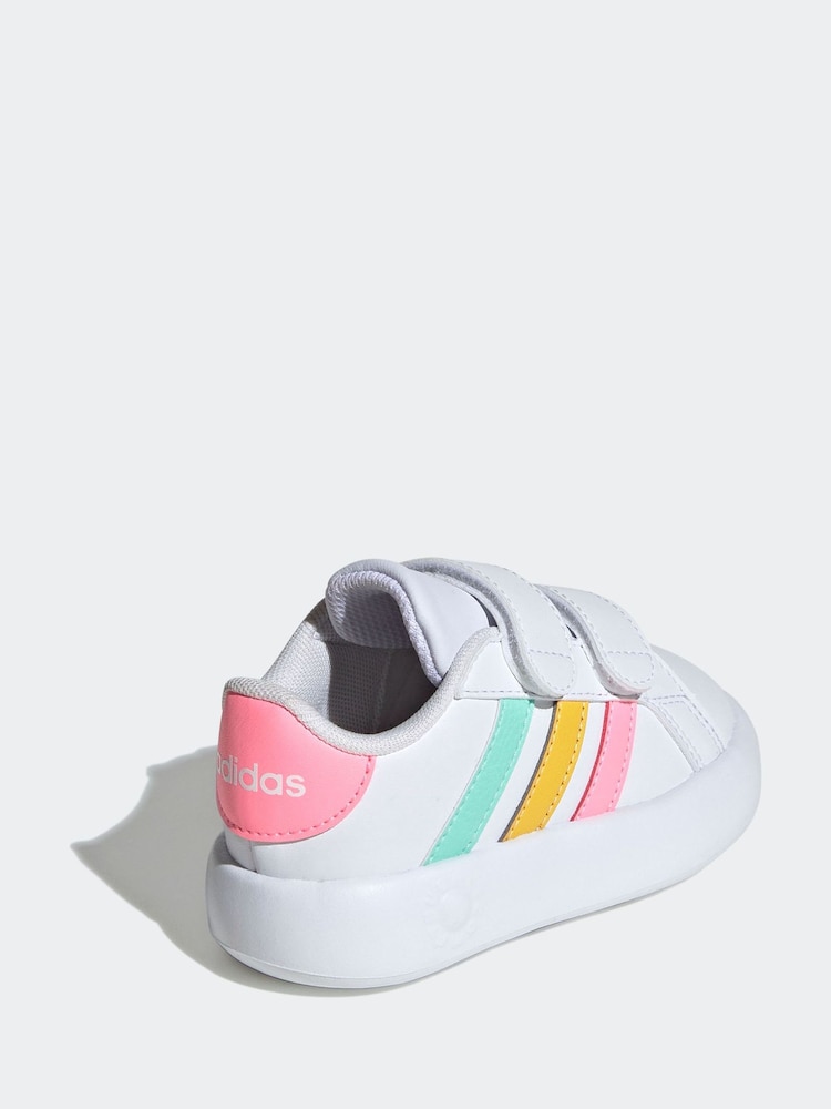 adidas White/Multi Kids Grand Court 2.0 Shoes - Image 4 of 9