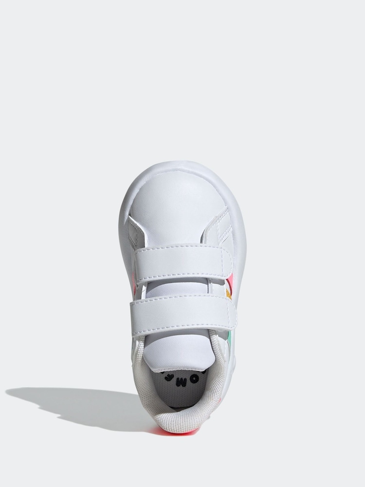 adidas White/Multi Kids Grand Court 2.0 Shoes - Image 6 of 9