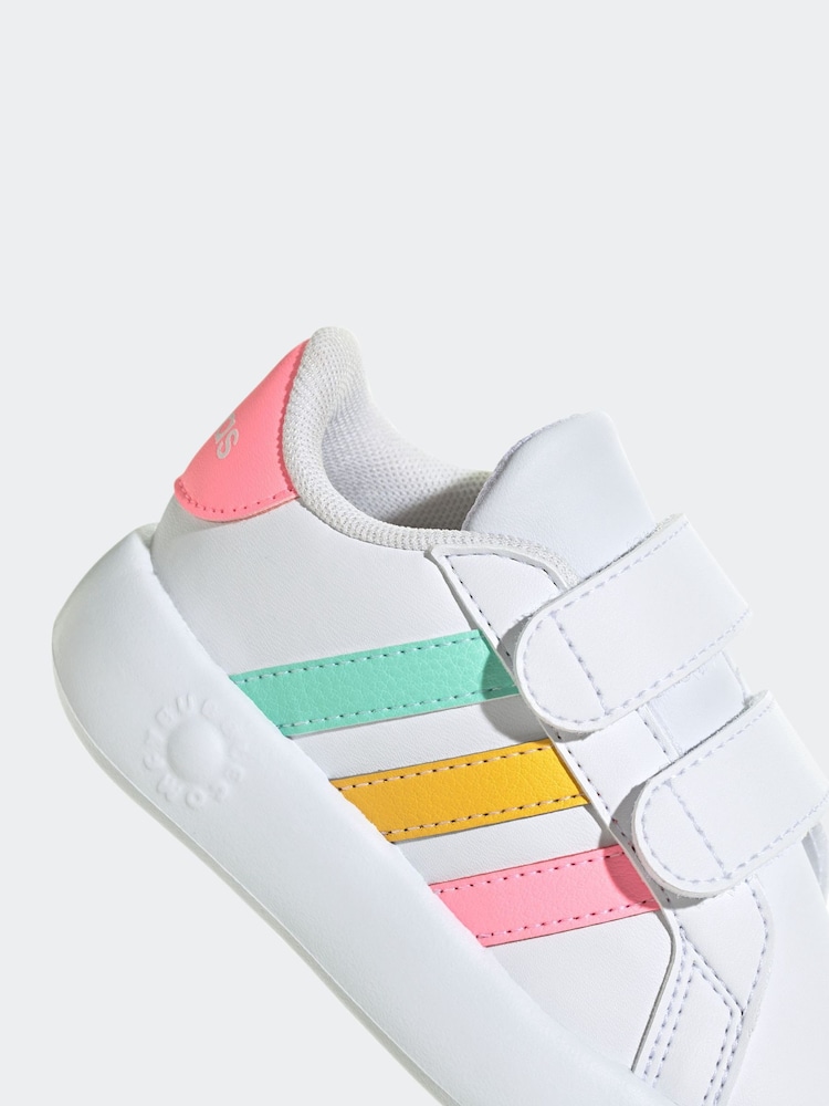 adidas White/Multi Kids Grand Court 2.0 Shoes - Image 8 of 9