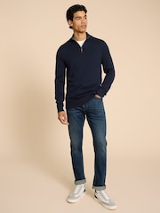 White Stuff Blue Camo Newport Merino Funnel Jumper - Image 1 of 7