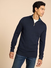 White Stuff Blue Camo Newport Merino Funnel Jumper - Image 3 of 7