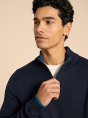 White Stuff Blue Camo Newport Merino Funnel Jumper - Image 5 of 7
