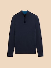 White Stuff Blue Camo Newport Merino Funnel Jumper - Image 6 of 7