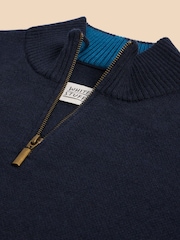 White Stuff Blue Camo Newport Merino Funnel Jumper - Image 7 of 7