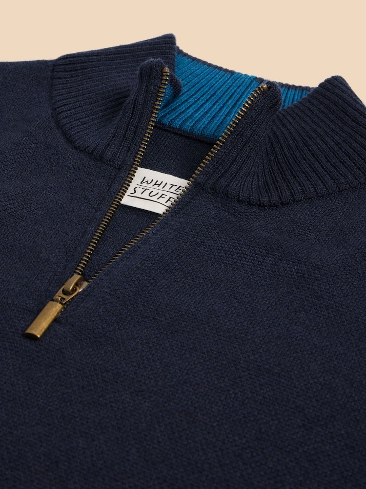 White Stuff Blue Camo Newport Merino Funnel Jumper - Image 7 of 7