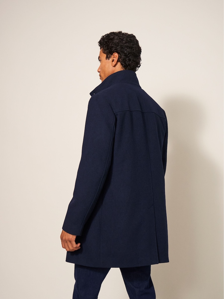 White Stuff Blue Horsholm Wool Funnel Coat - Image 2 of 6