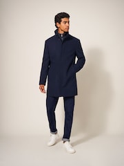 White Stuff Blue Horsholm Wool Funnel Coat - Image 3 of 6