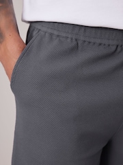 Slate Blue Textured 100% Cotton Lightweight Shorts - Image 4 of 9