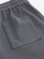 Slate Blue Textured 100% Cotton Lightweight Shorts - Image 9 of 9