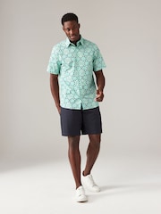 Green Regular Fit 100% Cotton Printed Short Sleeve Shirt - Image 2 of 5