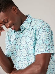 Green Regular Fit 100% Cotton Printed Short Sleeve Shirt - Image 5 of 5