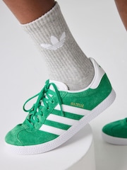 adidas Originals Green/White Junior Gazelle Trainers - Image 1 of 13