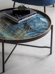Libra Interiors Black Vesuvius Round Coffee Tray Table - Image 1 of 4