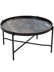 Libra Interiors Black Vesuvius Round Coffee Tray Table - Image 3 of 4