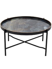Libra Interiors Black Vesuvius Round Coffee Tray Table - Image 4 of 4