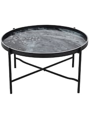 Libra Interiors Black Monochrome Swirl Round Coffee Tray Table - Image 4 of 4