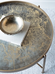 Libra Interiors Gold Vienna Antique Atlas Round Coffee Tray Table - Image 1 of 4