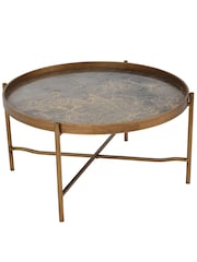 Libra Interiors Gold Vienna Antique Atlas Round Coffee Tray Table - Image 3 of 4