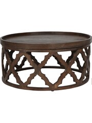 Libra Interiors Brown Kielder Solid Carved Wooden Round Coffee Table - Image 2 of 4