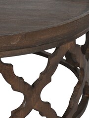 Libra Interiors Brown Kielder Solid Carved Wooden Round Coffee Table - Image 4 of 4