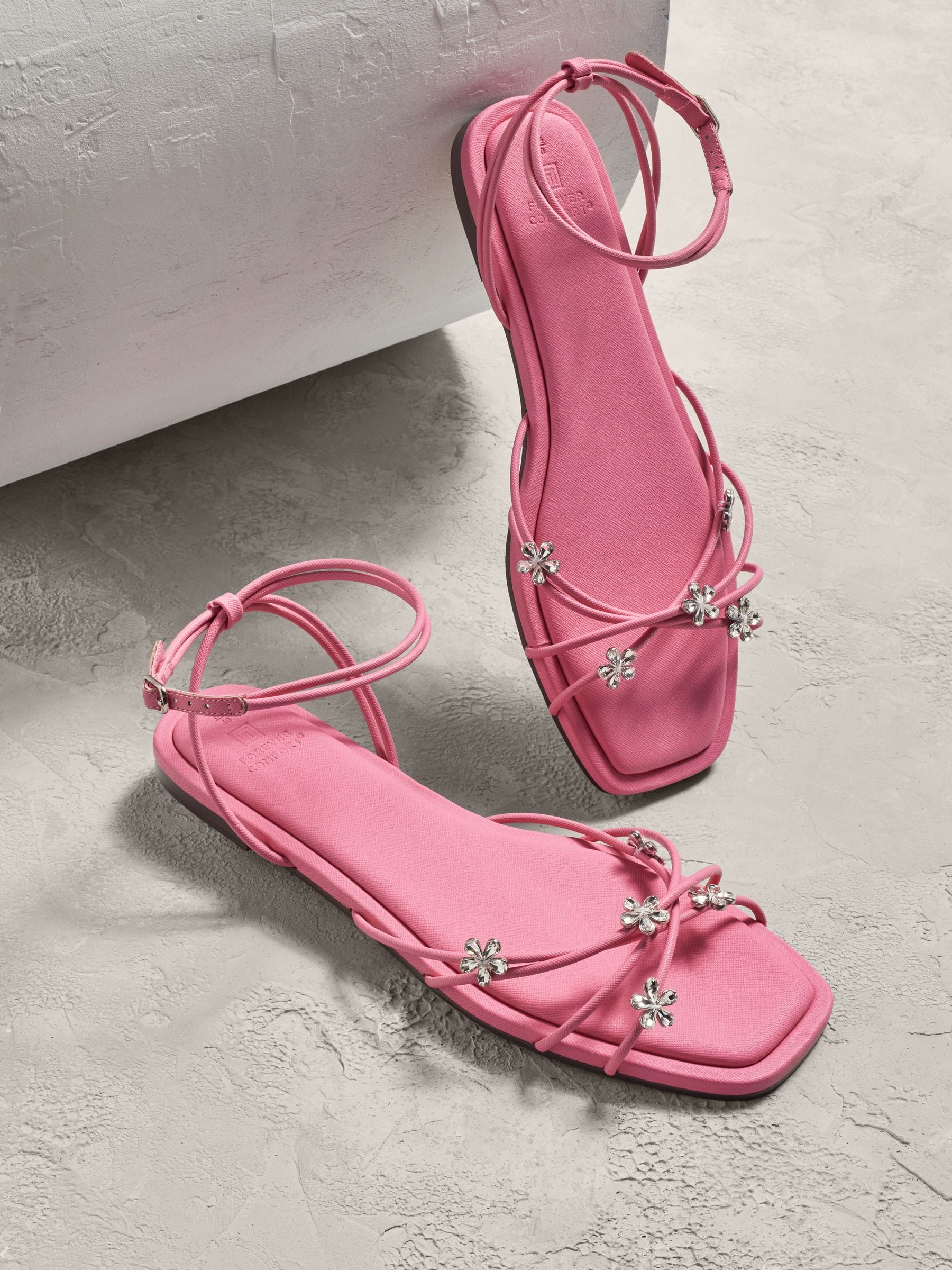 Buy Pink Jewelled Flower Strappy Sandals from Next Luxembourg