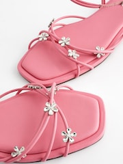 Pink Jewelled Flower Strappy Sandals - Image 6 of 6