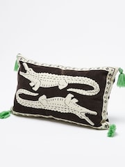 Oliver Bonas Black Crocodile Pair Cushion Cover - Image 1 of 5