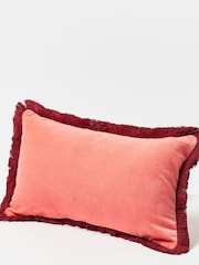 Oliver Bonas Pink 100% Cotton Issey Fringed Rectangle Cushion Cover - Image 1 of 5