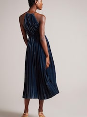 Ted Baker Blue Kassiah Pleated Halterneck Midi Dress - Image 2 of 5