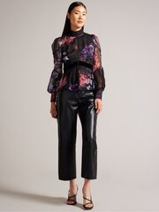 Ted Baker Neeveh Ladder Trim Velvet Black Top - Image 3 of 6