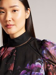 Ted Baker Neeveh Ladder Trim Velvet Black Top - Image 4 of 6