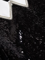 Ted Baker Zarell Black Sequin Shift Dress With Puff Sleeves - Image 5 of 6