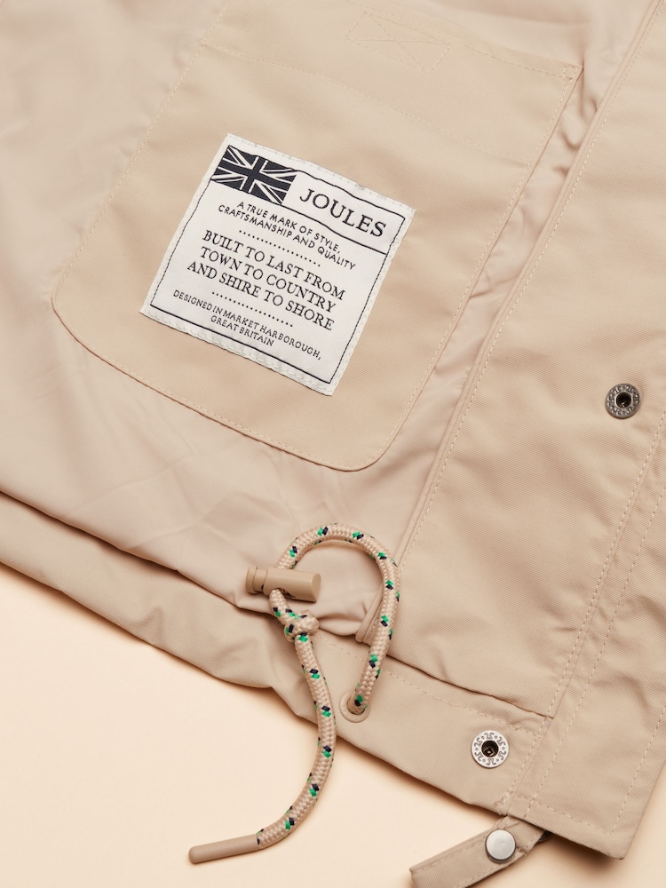 Joules Portwell Beige Waterproof Raincoat With Hood - Image 12 of 14