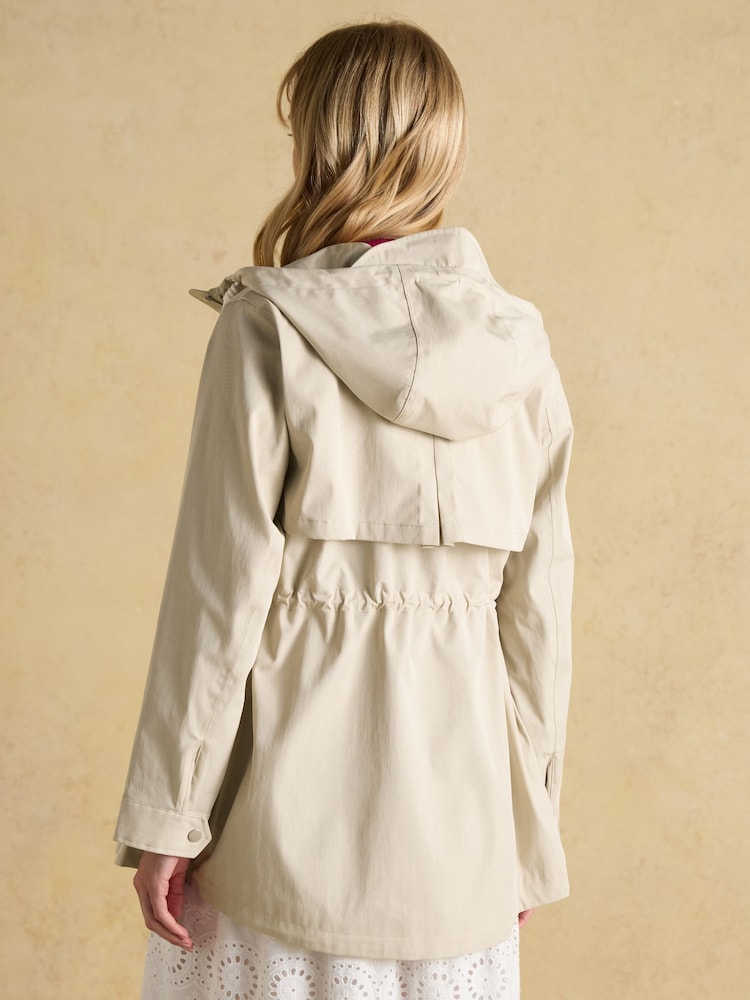 Joules Portwell Beige Waterproof Raincoat With Hood - Image 2 of 13