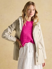 Joules Portwell Beige Waterproof Raincoat With Hood - Image 3 of 13
