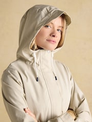 Joules Portwell Beige Waterproof Raincoat With Hood - Image 6 of 13