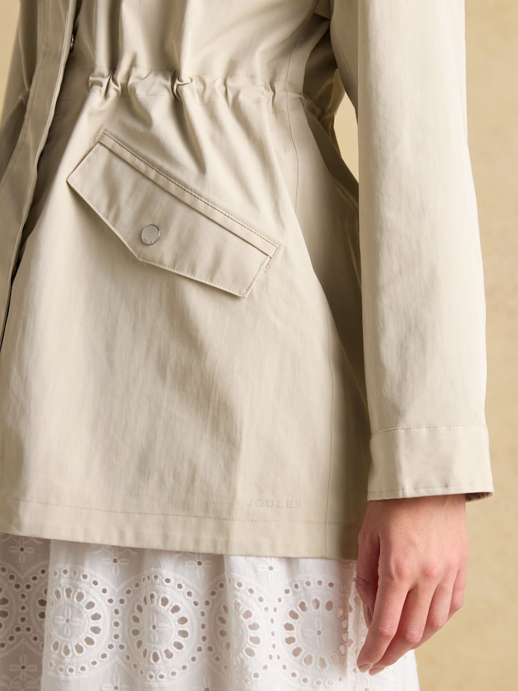 Joules Portwell Beige Waterproof Raincoat With Hood - Image 7 of 14