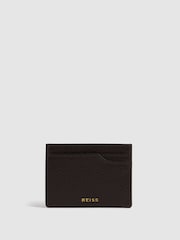 Reiss Chocolate Cabot Leather Card Holder - Image 1 of 4
