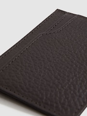 Reiss Chocolate Cabot Leather Card Holder - Image 3 of 4