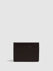 Reiss Chocolate Cabot Leather Card Holder - Image 4 of 4