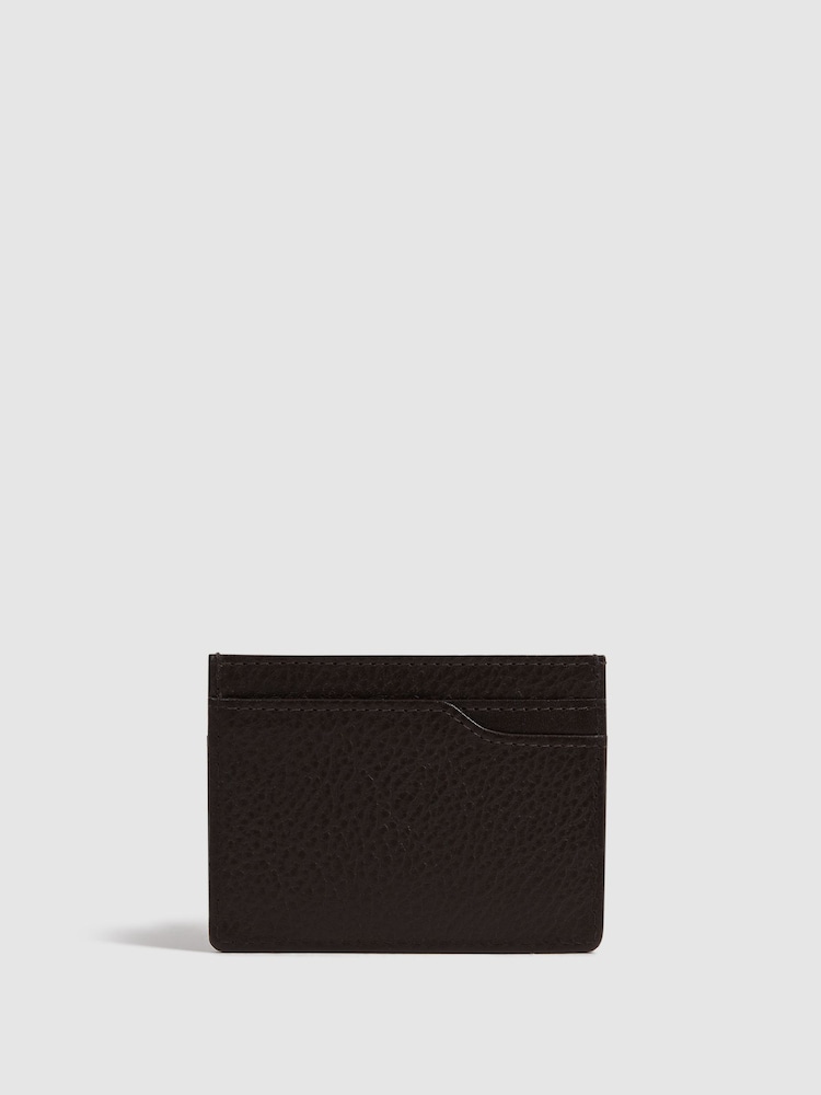 Reiss Chocolate Cabot Leather Card Holder - Image 4 of 4
