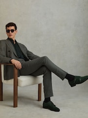 Forest Green - Zapatos de ante con doble hebilla Amalfi de Reiss - Imagen 2 de 5
